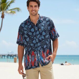 InGear Hawaiian Shirt Surfboard Surf Board Button Front Mens Size 2XL